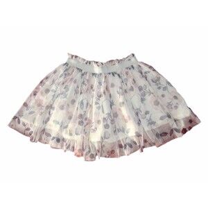 Oshkosh Layered Cream Floral Tutu Style Skirt sz 4 Girls Elastic Waist